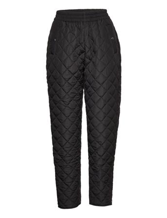 Kaseverina Quilted Pants Bukser Med Rette Ben Svart Kaffe