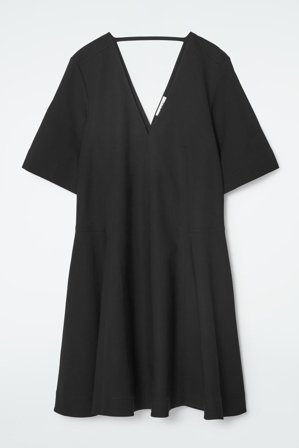 COS Women's Voluminous V Neck Mini Dress in Black