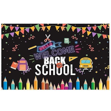 Velkommen Tilbake til Skolen Bakgrunn Banner for Klasserom Kontor Veggdekorasjon, Første Skoledag Bakgrunn Banner (59x35.4inch)