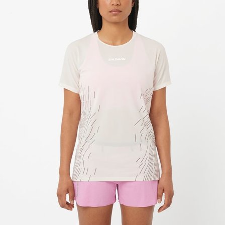 Salomon - Women's Short Sleeve T-Shirt Sense Aero Graphic - Whisper White / White