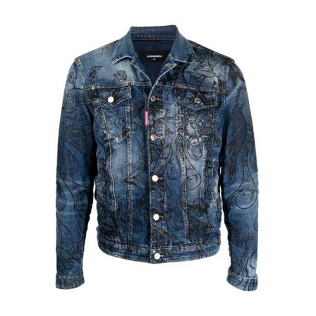 Dsquared2, Hand-Drawn Jacket Niebieski, Mężczyzna, Rozmiar: 2XL