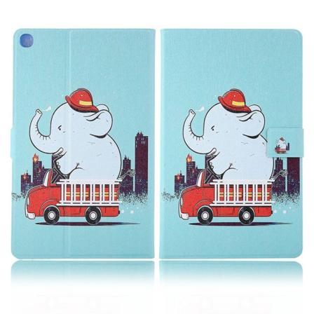 Elegant mønster læder flip etui til Samsung Galaxy Tab A7 10.4 (2020) - elefant White