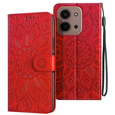 Lompakko - AVIZAR - Redmi 15C - Mandala-kuvio - Punainen - Pehmeä