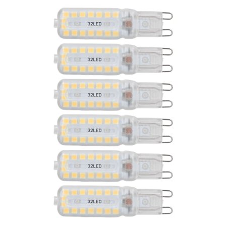 6 stk G9 LED-pærer 7W dimbare 360° belysning erstatningspære for vegg- og bordlamper