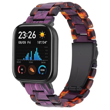20mm Amazfit Youth Edition 1S / GTR 42mm / GTS farve splejset harpiks urrem - Hawksbill / Lilla