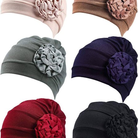 6-pak turbanblomstrede huer til kvinder, vintage beanie, hovedtørklæde, elastisk hovedbeklædning, hat KLB