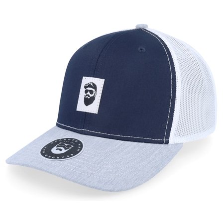 Bearded Man - Blå trucker Caps - Cap Man Woven 112 Tri Navy/White/Heather Grey Trucker @ Hatstore