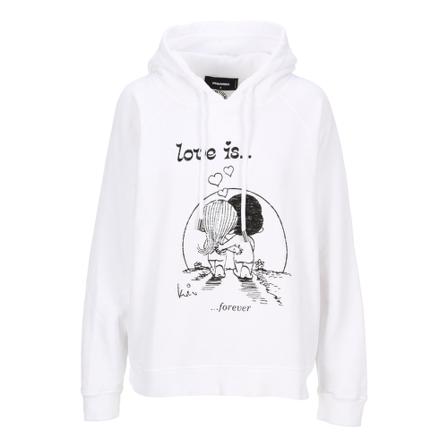 Dsquared2, Graphic-Print Drawstring Hoodie Biały, Kobieta, Rozmiar: L