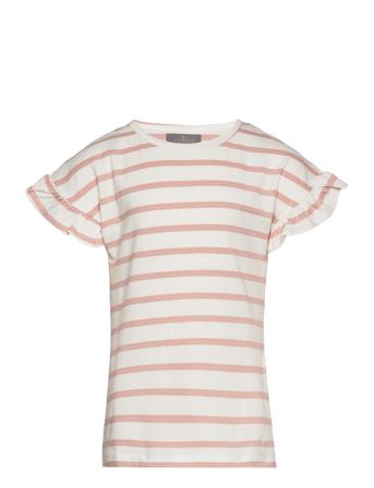 T-Shirt Ss Stripe T-shirts Short-sleeved Rosa Creamie*Betinget Tilbud