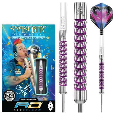 Red Dragon Darts Peter Wright Vyper Darts 20g/22g/24g Tungsten Steel Tip Darts Purple Snakebite Hardcore Flights Professional Nitro Tech Shafts