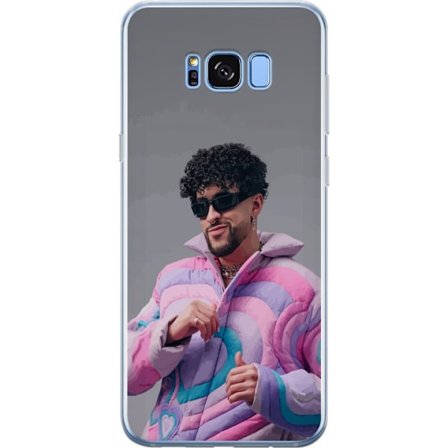 Yhteensopiva Puhelinkuori Samsung Galaxy S8+ Värikäs kuvaus surullisesta sydämestä rannalla palmujen, delfiinien ja auringonlaskun kanssa retro-taitee