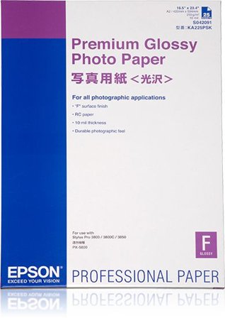 Epson Premium Glossy Photo Paper - fotopapir - blank - 25 ark - A2