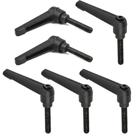6 stk M8 Klemmespak, Justerbar M8 Rustfritt Stål Hanngjengehåndtak Maskin 32mm Håndtak (svart)