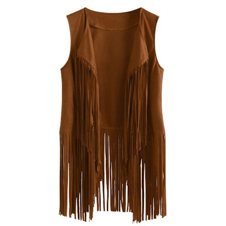 Vintage Fringe Vest kvinner Ermeløse dusker Cardigan Vest