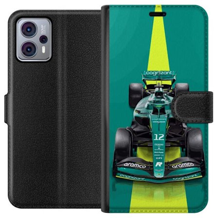 Yhteensopiva Lompakkokotelo Motorola Motorola Moto G23 Aston Martinin Formula 1 -auto vihreässä kilpailumuotoilussa, jossa on moderni studiosentuntm
