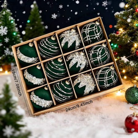 Ylelliset samettipallot strassilla – 6 cm, 12 kpl eksklusiivisia joulukuusenkoristeita