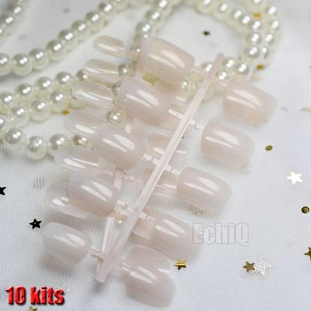 240 stk Naturlig Nude Rosa Negle Design Kit Tips Enkel DIY Rund Korte Fullpakket Akryl Falske Negler for Finger Patch Manikyr