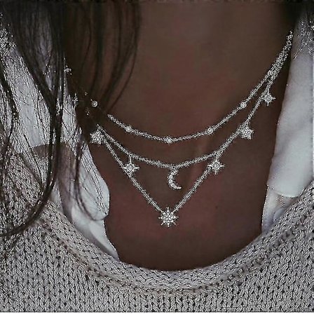 Kristallhalsband med flera element, Hängsmycke med flera lager (NE-0002-17)