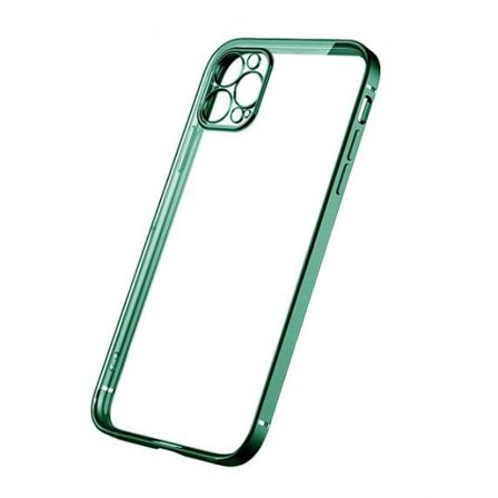Apple iPhone 12 Pro Max Luxury Classic Square Frame Case Dark Green with Soft Thin Transparent Camera Protector High Quality