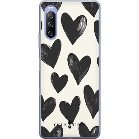 Yhteensopiva Puhelinkuori Sony Sony Xperia 10 III Lite Cactus and Friends - Bold Black Love Pattern