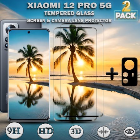 2-Pack XIAOMI 12 PRO Skærmbeskyttelse & 1-Pack linsebeskyttelse - Hærdet Glas 9H - Super kvalitet 3D