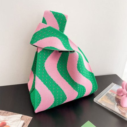 Stickad handväska tygväska 2 2