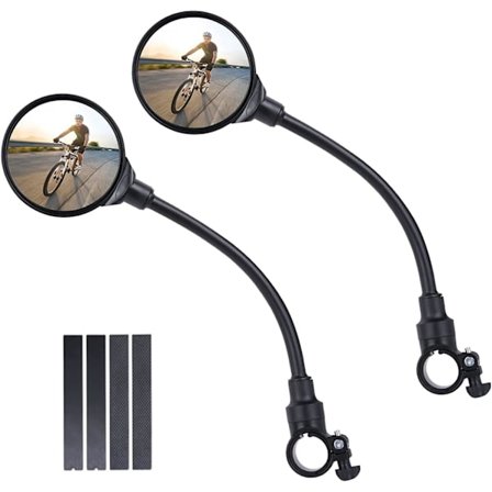 Sykkel speil, 2 x 360° rotasjon vidvinkel sykkel speil, akryl konveks sikkerhetsspeil for 22-30mm styre, egnet for alle sykler