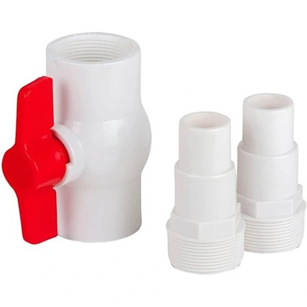 Kompatibel med AR512 På/Av-ventil för 38 mm och 32 mm diameter slang, kulventil med T-handtag, adapter för poolvattenavstängning