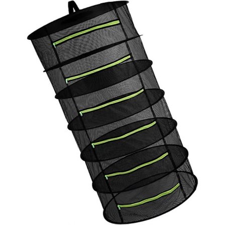 Torknät med dragkedja, 6 lager hängande korg, hopfällbart torkställ, torkning av örter