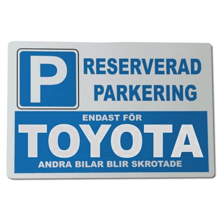 Metall plåtskylt med ' Toyota ' design - 30x20 cm skylt