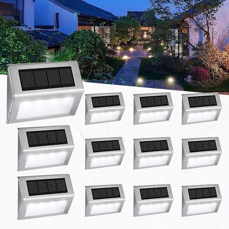 [12 Pakker] 4 LED Solcelled Udendørs Have Lys, Vandtæt Solcelle Lampe, Trådløs Solcelle Udendørs Lys