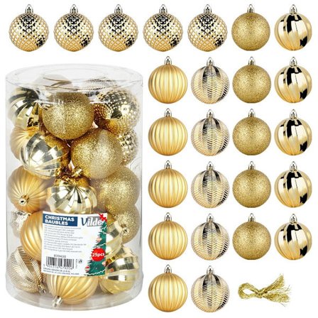 Okrossbara julgranskulor guld 6 cm 25 st.