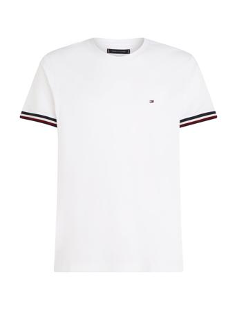 Global Stripe Cuff Pique Tee White Tommy Hilfiger
