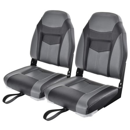 COSTWAY 2-delad hopfällbar båtsits med ryggstöd med PVC-läderkudde Flexibla gångjärn, 4 skruvar ingår Last 115 kg svart