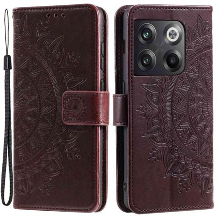 SKALO OnePlus 10T 5G Mandala lompakkokotelo - Ruskea Brown