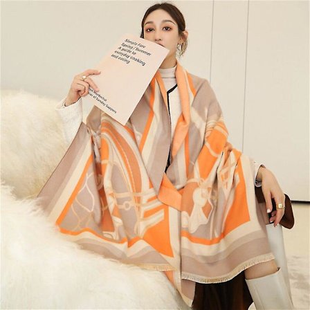 Märke 2022 Dam Vinter Varm Cashmere Pashmina Scarf Lyx Printe Tjock Stor Sjal Wrap Bufanda Filt Designer Foulard