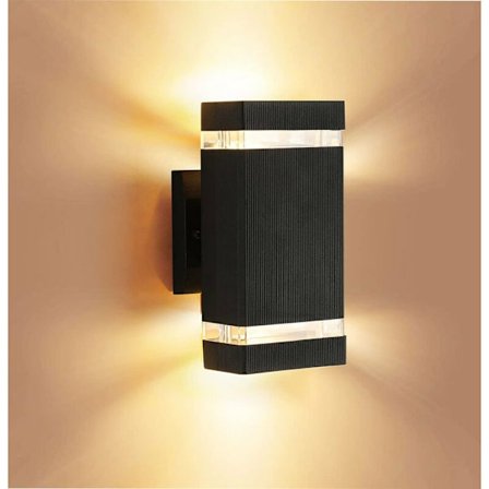Svart Utomhusvägglampa 220V Enkel Modern Dubbelhuvud Kvadratisk Vägglampa Lämplig för inomhus och utomhus, gång, hall