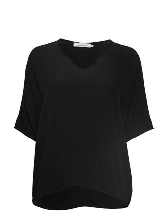 Mains V-Neck Ss 5687 Blouses Short-sleeved Svart Samsøe Samsøe