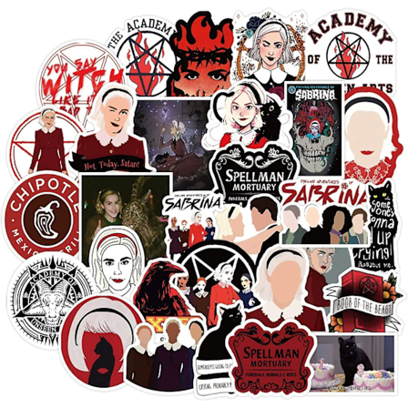 The Chilling Adventures Of Sabrina Klistermärkespaket | 50 st Estetiska PVC-Vinyl Vattentäta Söta Drnaso Sabrina Spellman Häxklistermärken för Laptop 