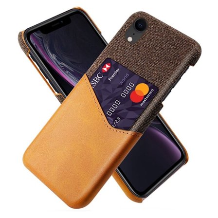 KSQ Bumpresistent and PU and Cloth Hybrid telefonbagcover Shell with Card Slot iPhone XR 6.1 inch - Orange