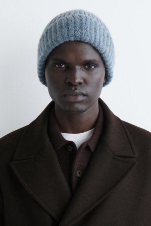 COS Homme Bonnet Marin En Mélange D'alpaga in Bleu