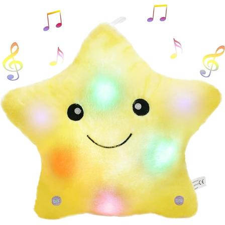 13 Led Musical Twinkle Star Light Up Vuggevise Plysdyr Legetøj berolige Børns Følelser Fødselsdag Festival Gave Til Småbørn, Gul