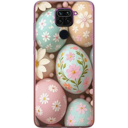Yhteensopiva Puhelinkuori Xiaomi Redmi Note 9 Pastellivärisiä pääsiäismunia, joissa on käsimaalatut kukat ja keväinen tunnelma pehmeässä kori