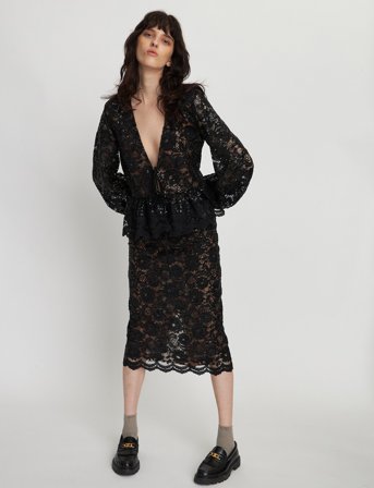 Stella Nova Delicate Lace Pencil Skirt - Black - 34