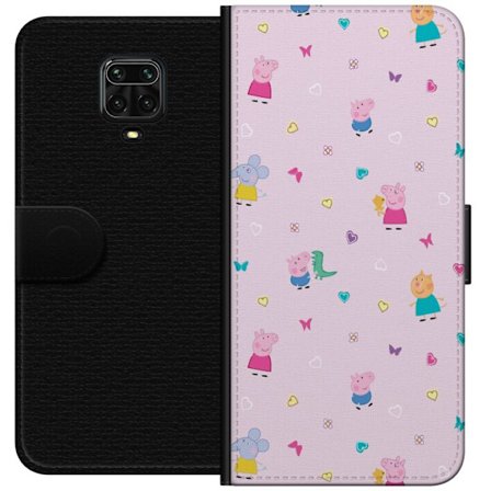 Kompatibelt Lommeboketui til Xiaomi Redmi Note 9 Pro Mamma Gris med baby kjærlig Peppa Pig illustrasjon i myke farger for barnemotiver