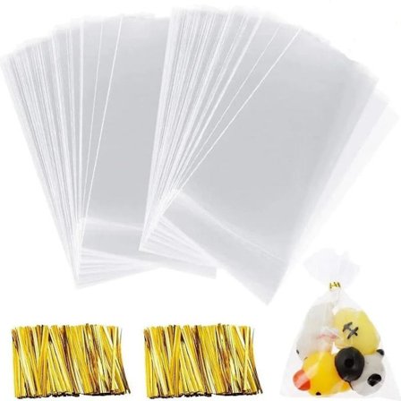 200 st klara cellofanpåsar, 10x15cm klara cellofanpåsar Metallslipsar Godispåsar OPP-påsar Chokladgodis Plastpåsar