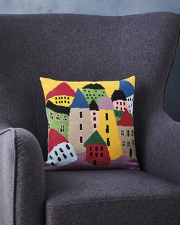 Stickpackung Kissen Schiefe Häuser