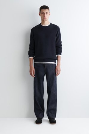 COS Men's Cotton Crew-Neck Jumper in Blue