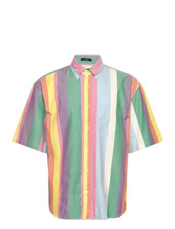 Rel Multistripe Oxford Ss Shirt Kortermet Skjorte Rosa GANT*Betinget Tilbud