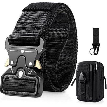 Gave med taktisk veske og Molle-krok, taktisk belte for menn, militærbelte med metallspenne med hurtigkobling